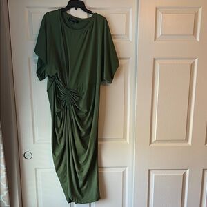 Eloquii Olive Green Draped Midi Dress